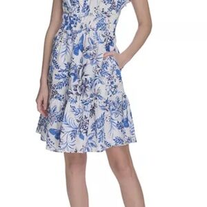 Eliza J Blue and White Dress